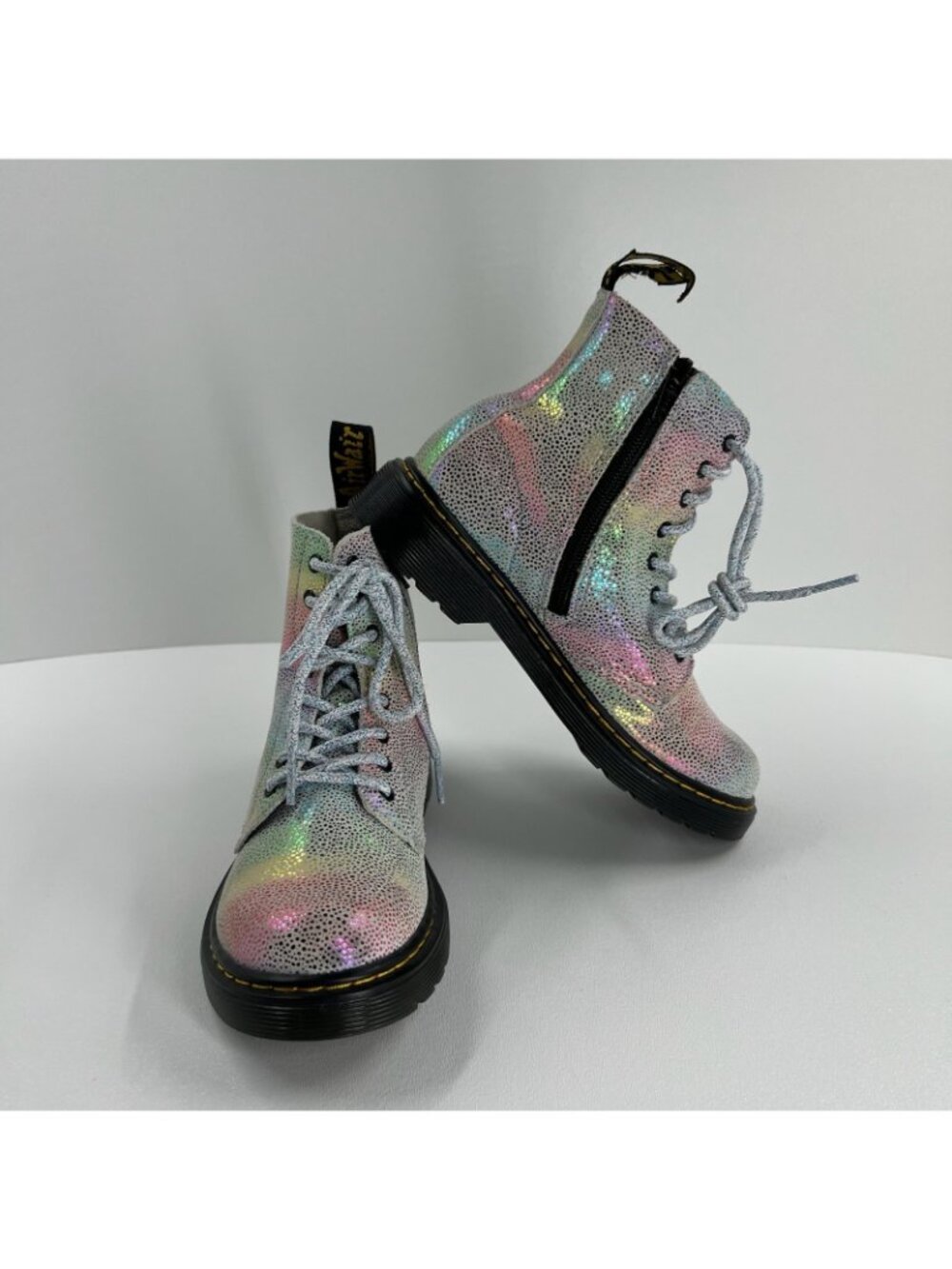 Dr Martens AirWair 1460 Pascal J Boots Kids US 2 Zip Leather Rainbow Iridescent - Picture 6 of 15